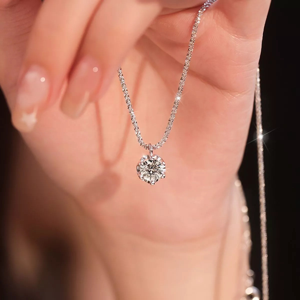 1 Carat Moissanite 925 Sterling Silver Necklace