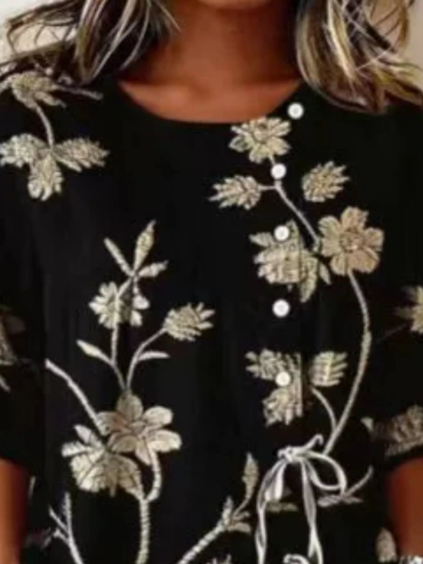 Full Size Embroidered Floral Tie Front Shirt Plus Size
