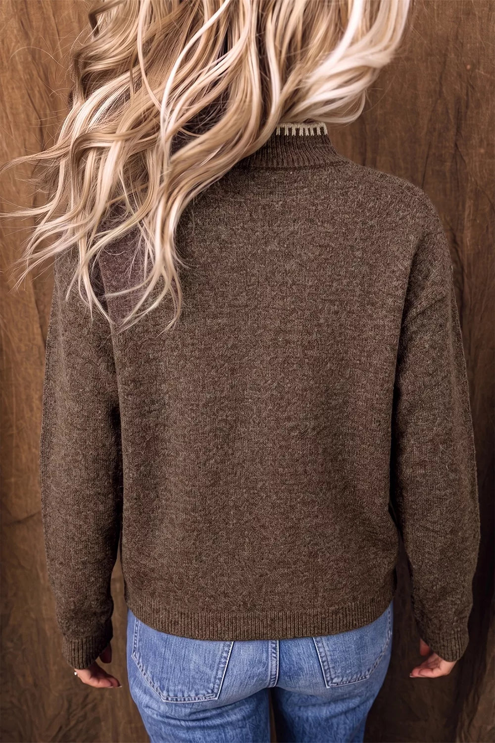 Floral Mock Neck Long Sleeve Sweater