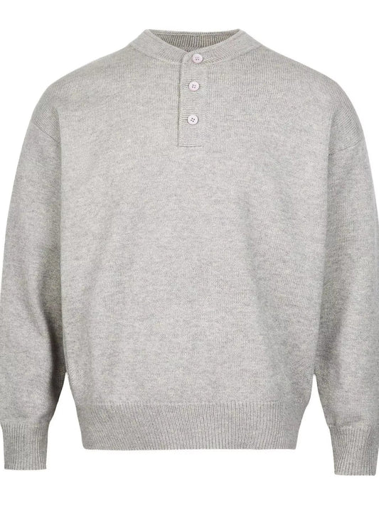 Men's Button Detail Drop Shoulder Sweater