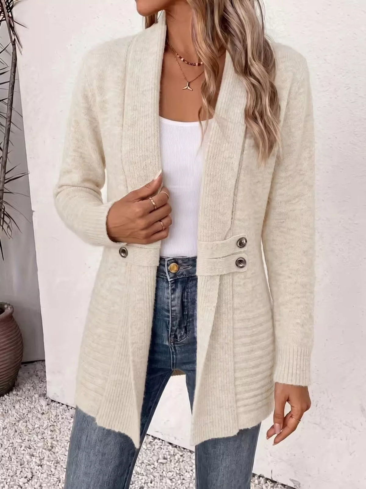 Full Size Open Front Long Sleeve Cardigan Plus Size