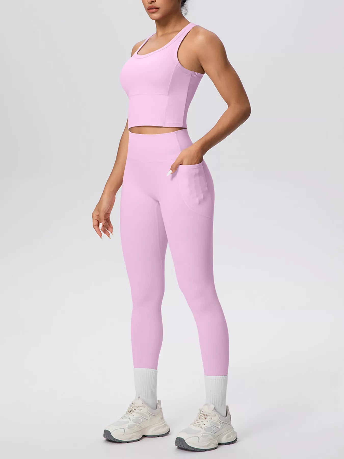 Scoop Neck Tank and High-Waisted Leggings Active Set