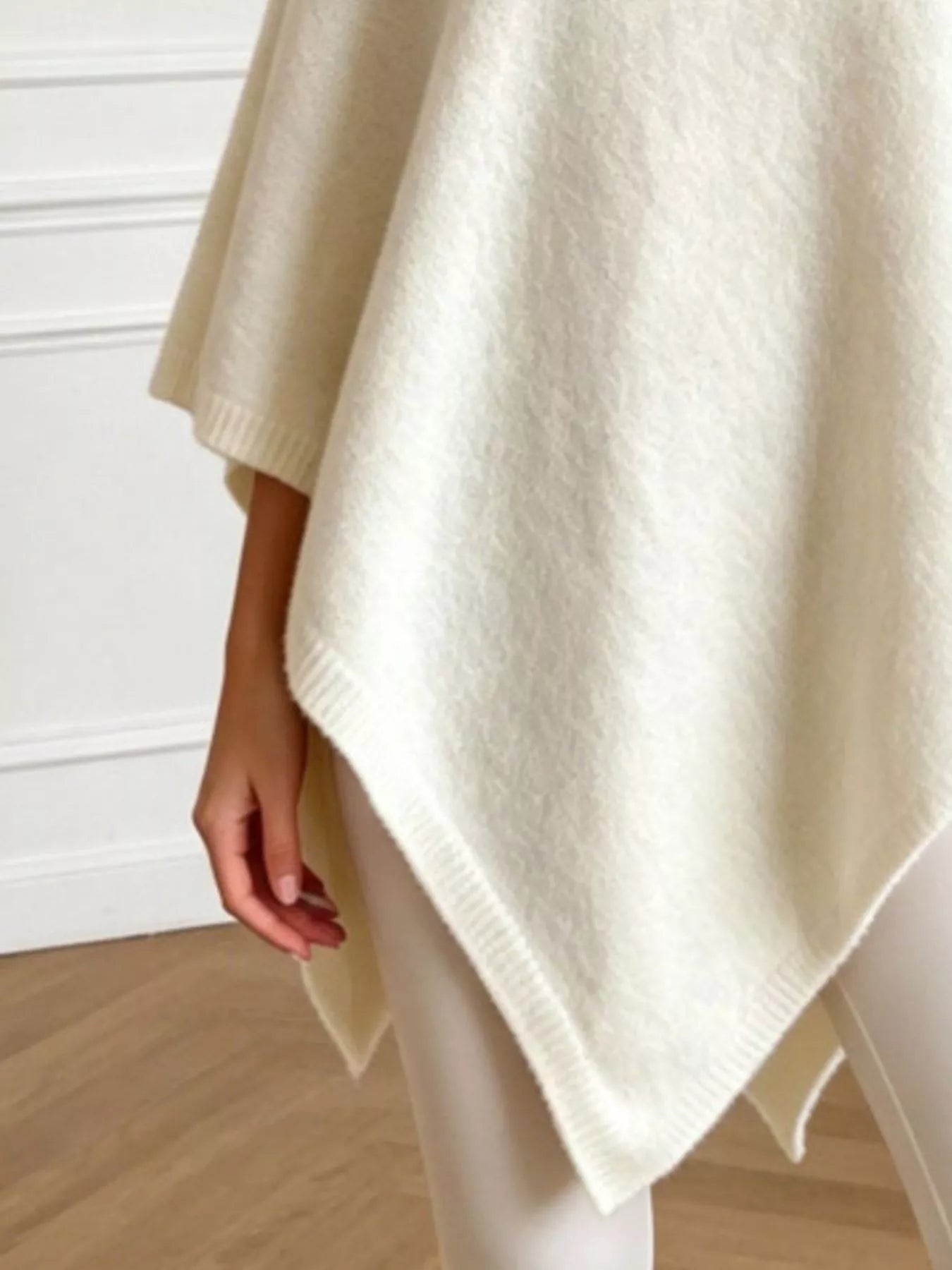 Asymmetrical Hem Knit Poncho