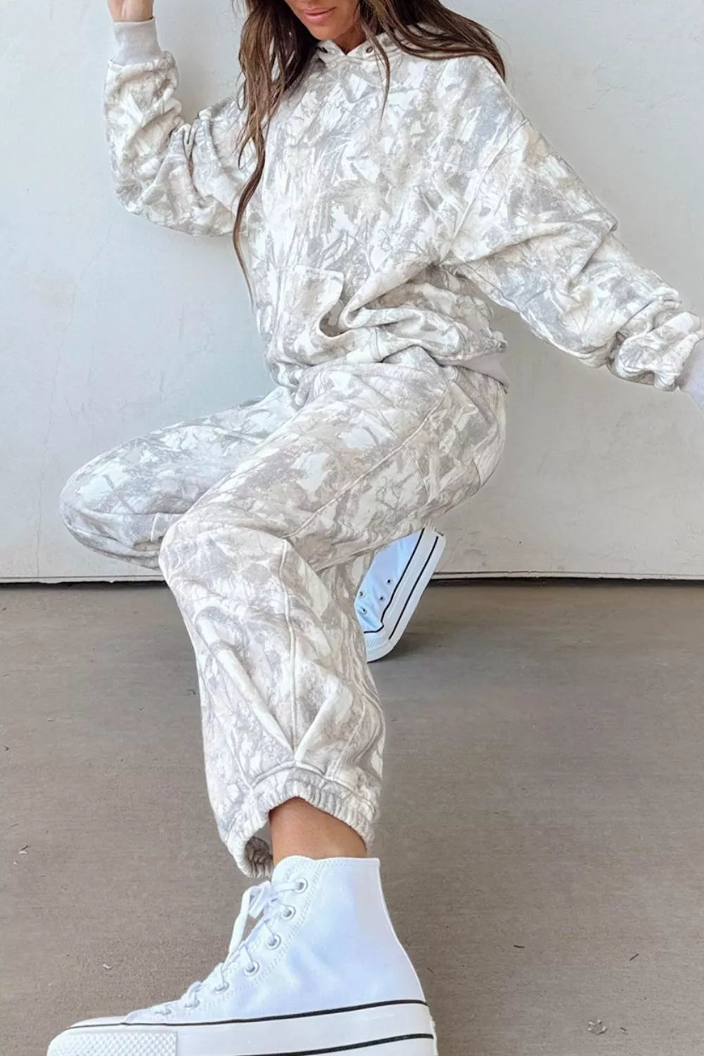 Multicolour Abstract Print Long Sleeve Elastic Waist Pant Set
