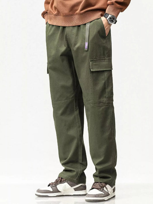Men's Full Size Casual Cargo Pants with Elastic Waist Plus Size
