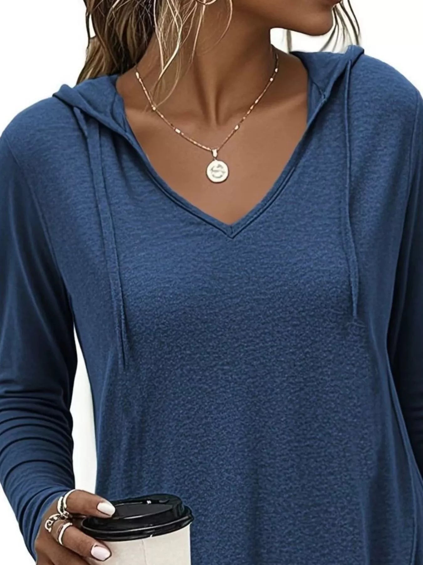 Full Size Drawstring Long Sleeve Hooded Top Plus Size