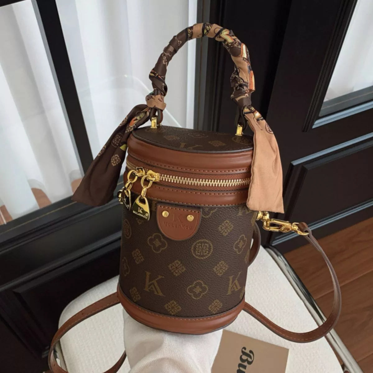 Top Handle Bucket Crossbody Bag