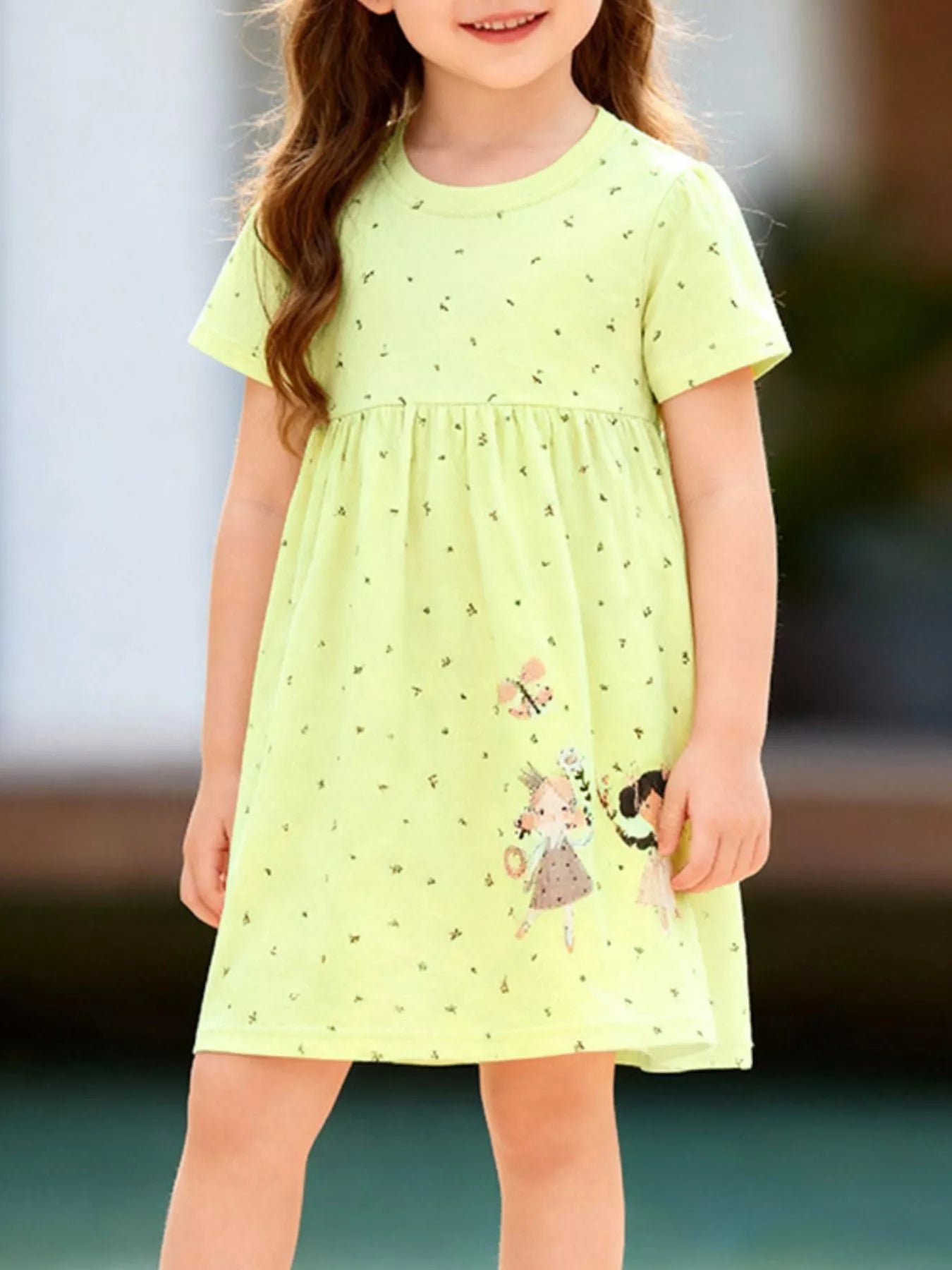 Children's Cartoon Short Sleeve Casual Dress