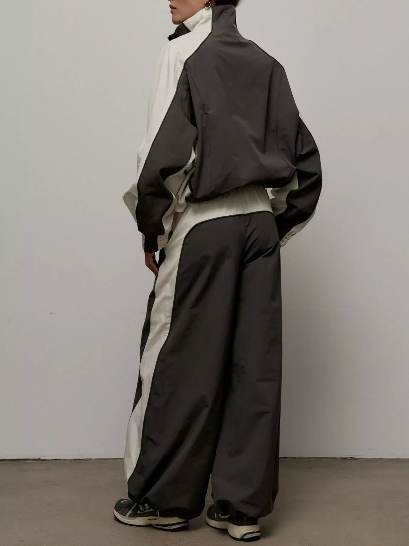 Color Block Zip Up Outerwear and Pants Set