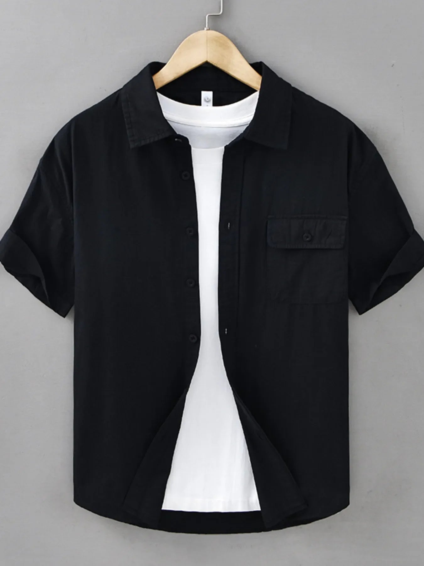 Men's Plus Size Button Up Short Sleeve Shirt