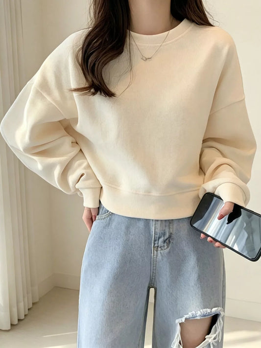 Crew Neck  Drop Shoulder Sweatshirt