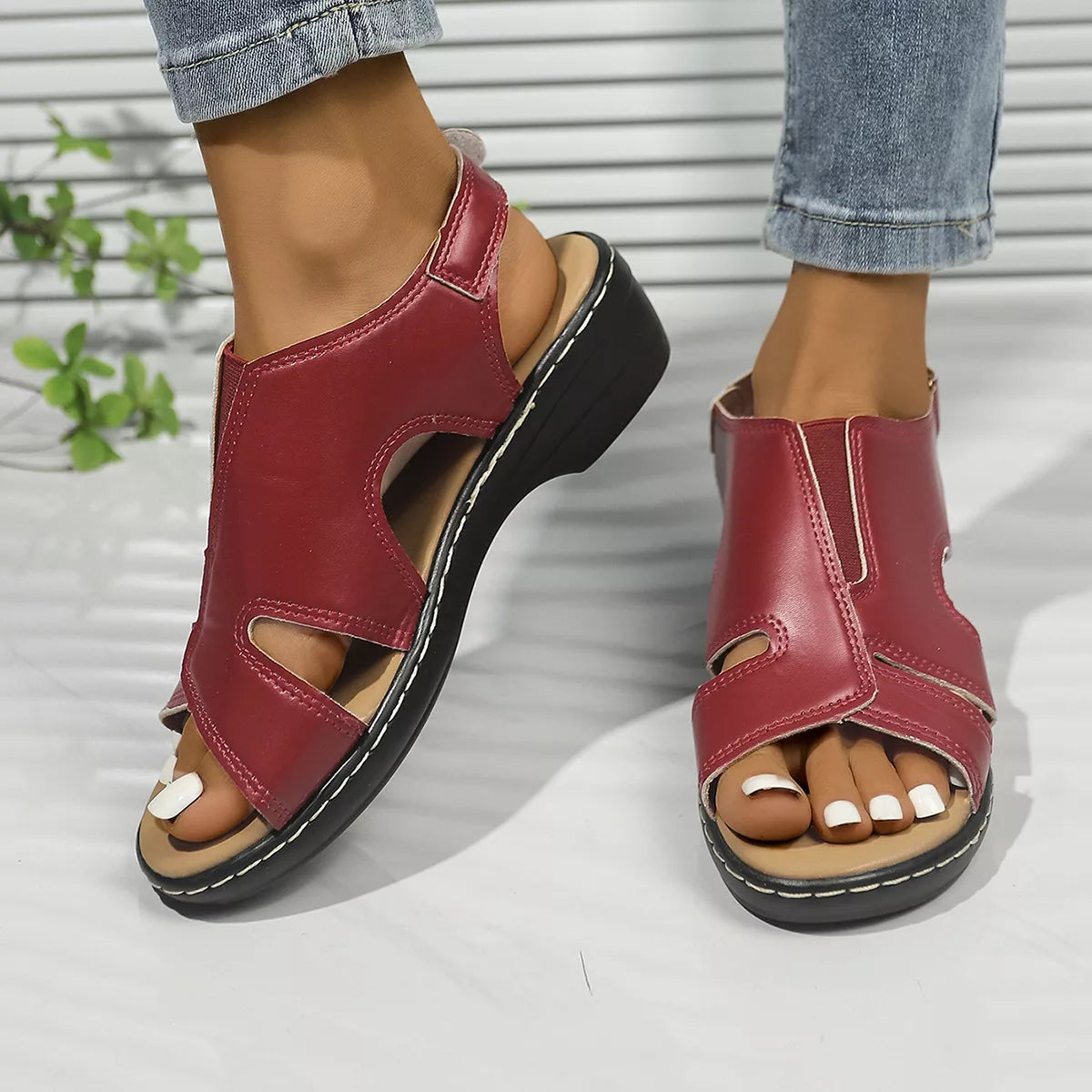 Peep Toe Wedge Sandals