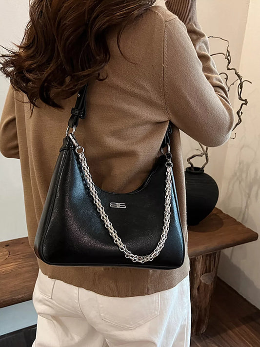Chain-Accented Crossbody Bag