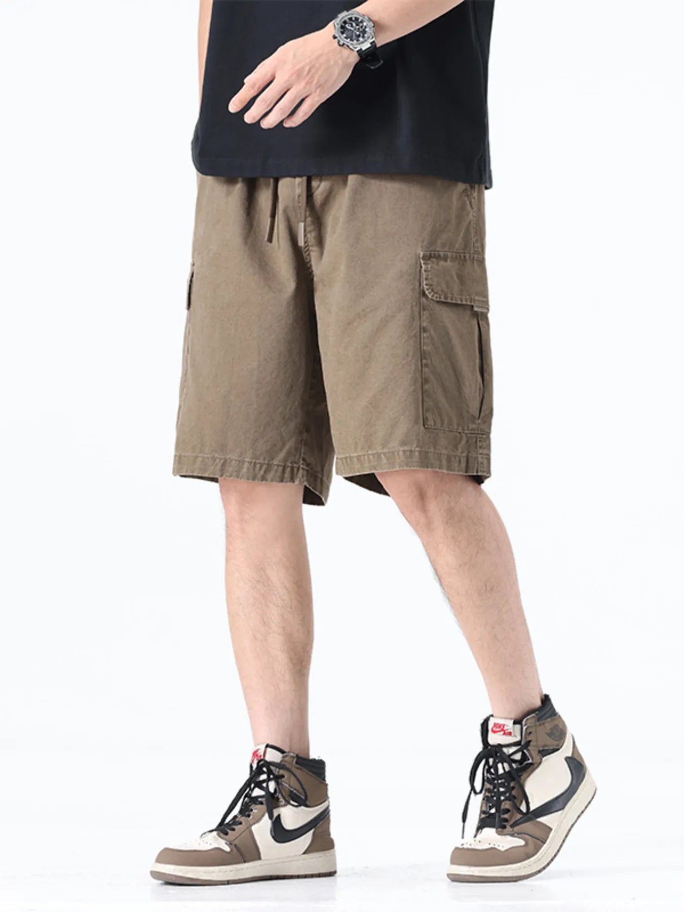 Men's Plus Size Drawstring Wide Leg Shorts