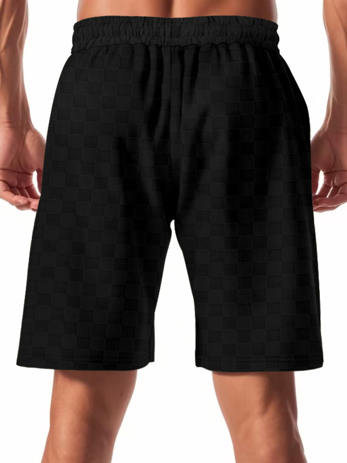 Men's Full Size Checkered Casual Drawstring Shorts Plus Size