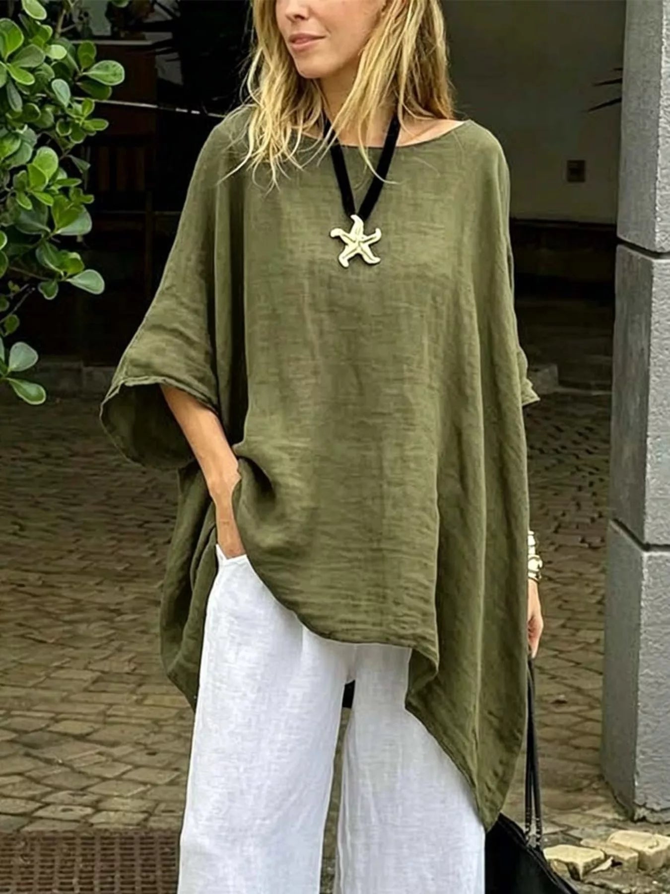 Full Size Loose Fit Asymmetrical Hem Top Plus Size