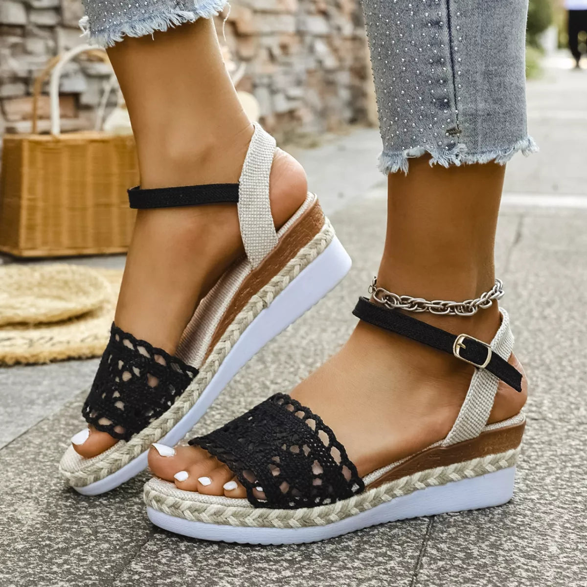 Crochet Espadrille Platform Sandals