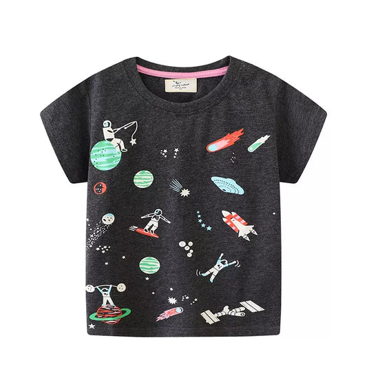 Children's Space-Themed Short Sleeve T-Shirt