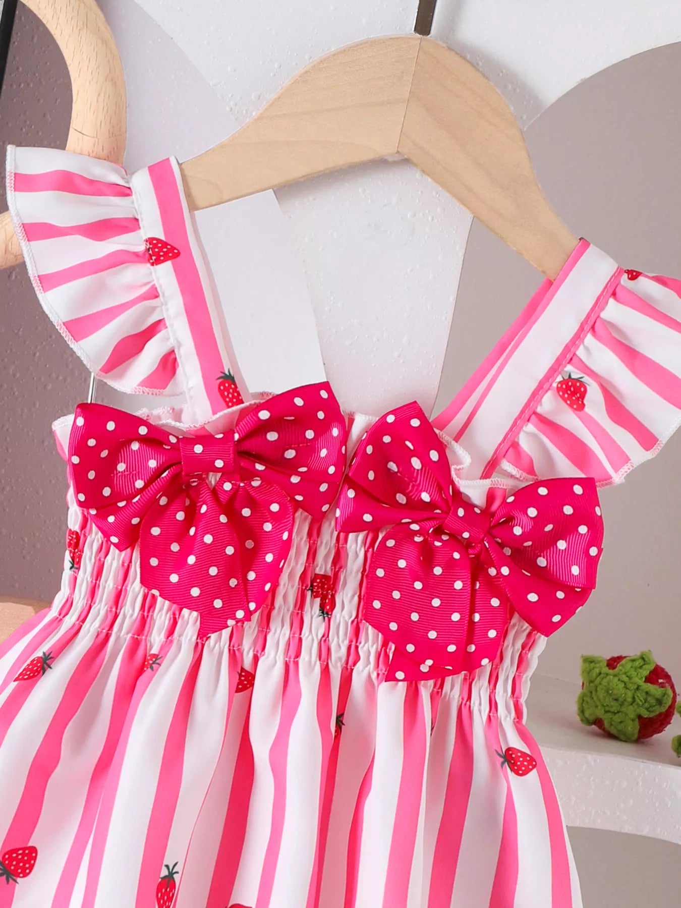 Children's Bow Ruffled Striped Top and Shorts Set