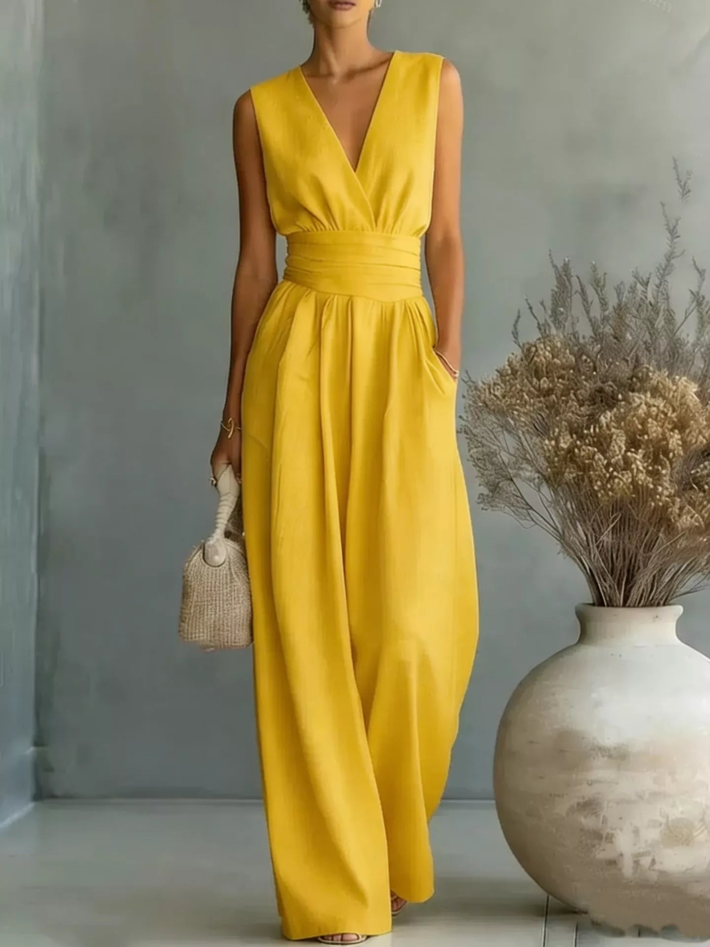 Full Size Sleeveless Wide-Leg Jumpsuit Plus Size