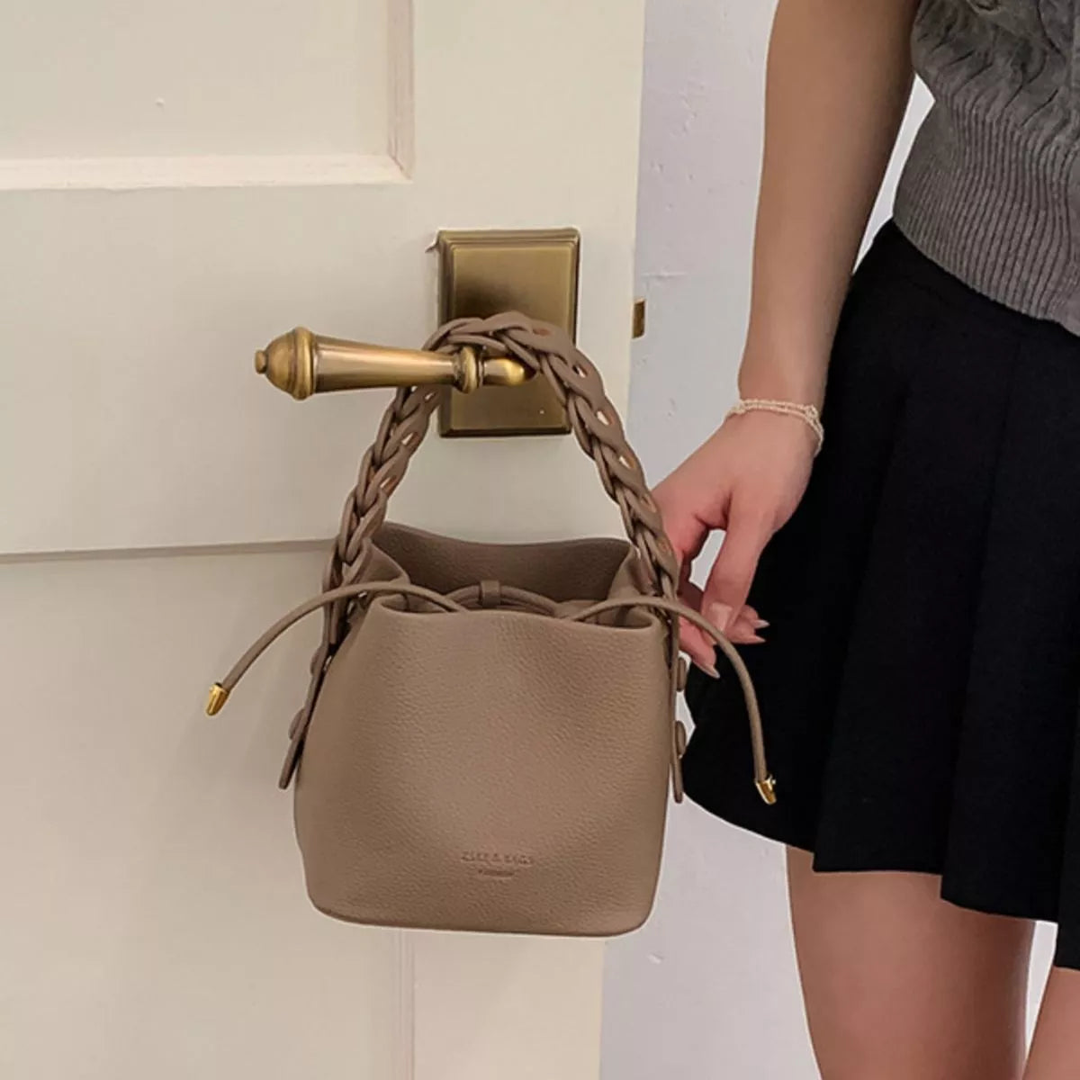 PU Leather Bucket Crossbody Bag