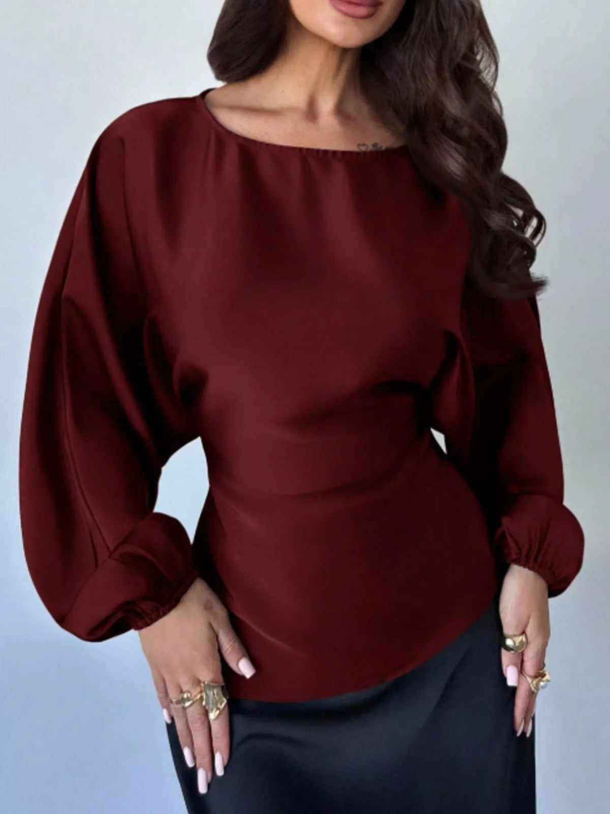 Back Tie Long Sleeve Blouse
