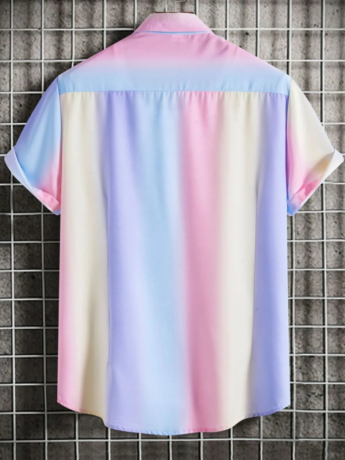 Men's Plus Size Gradient Short Sleeve Button-Down Shirt