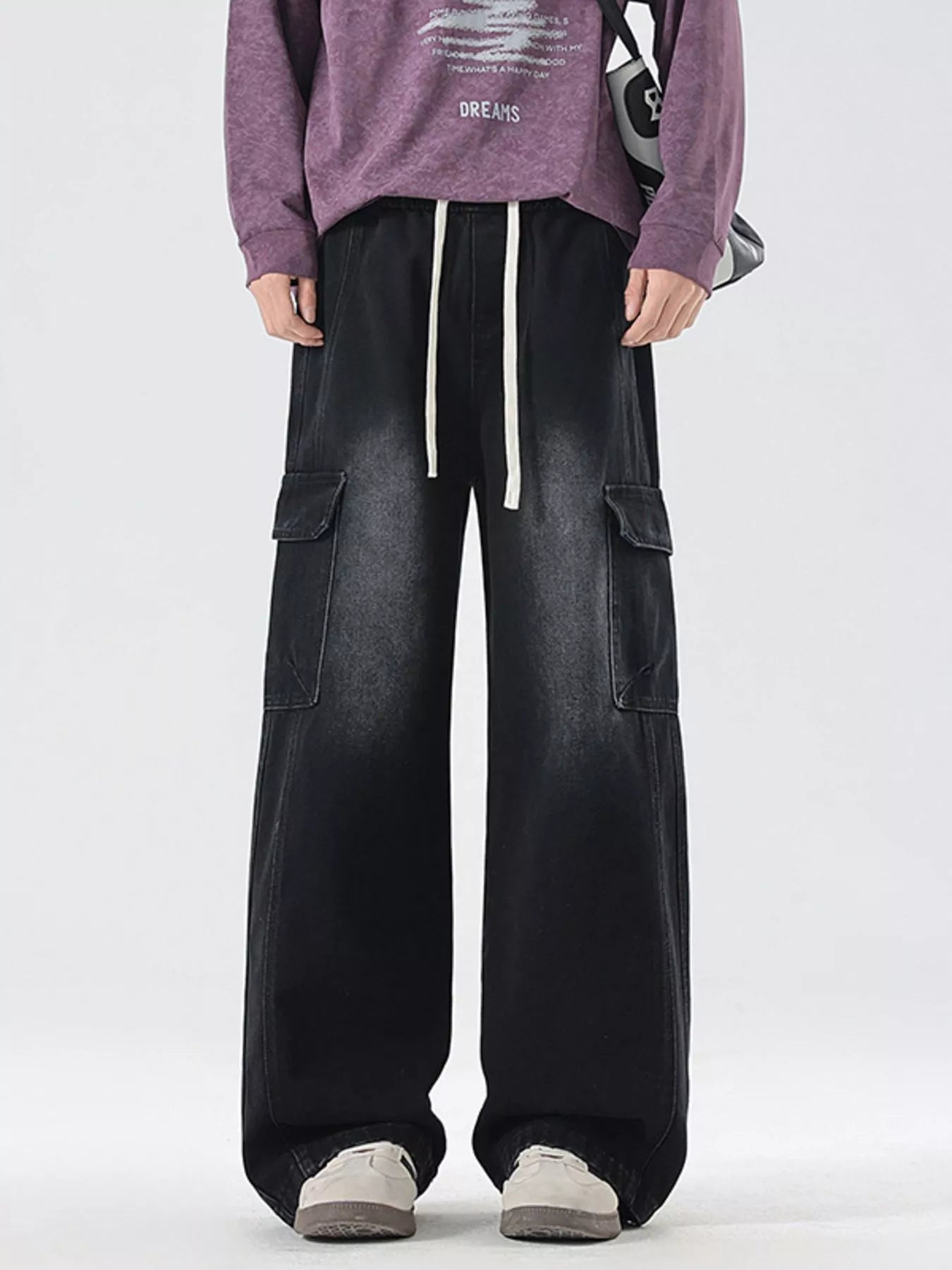 Men's Full Size Wide Leg Cargo Jeans Plus Size