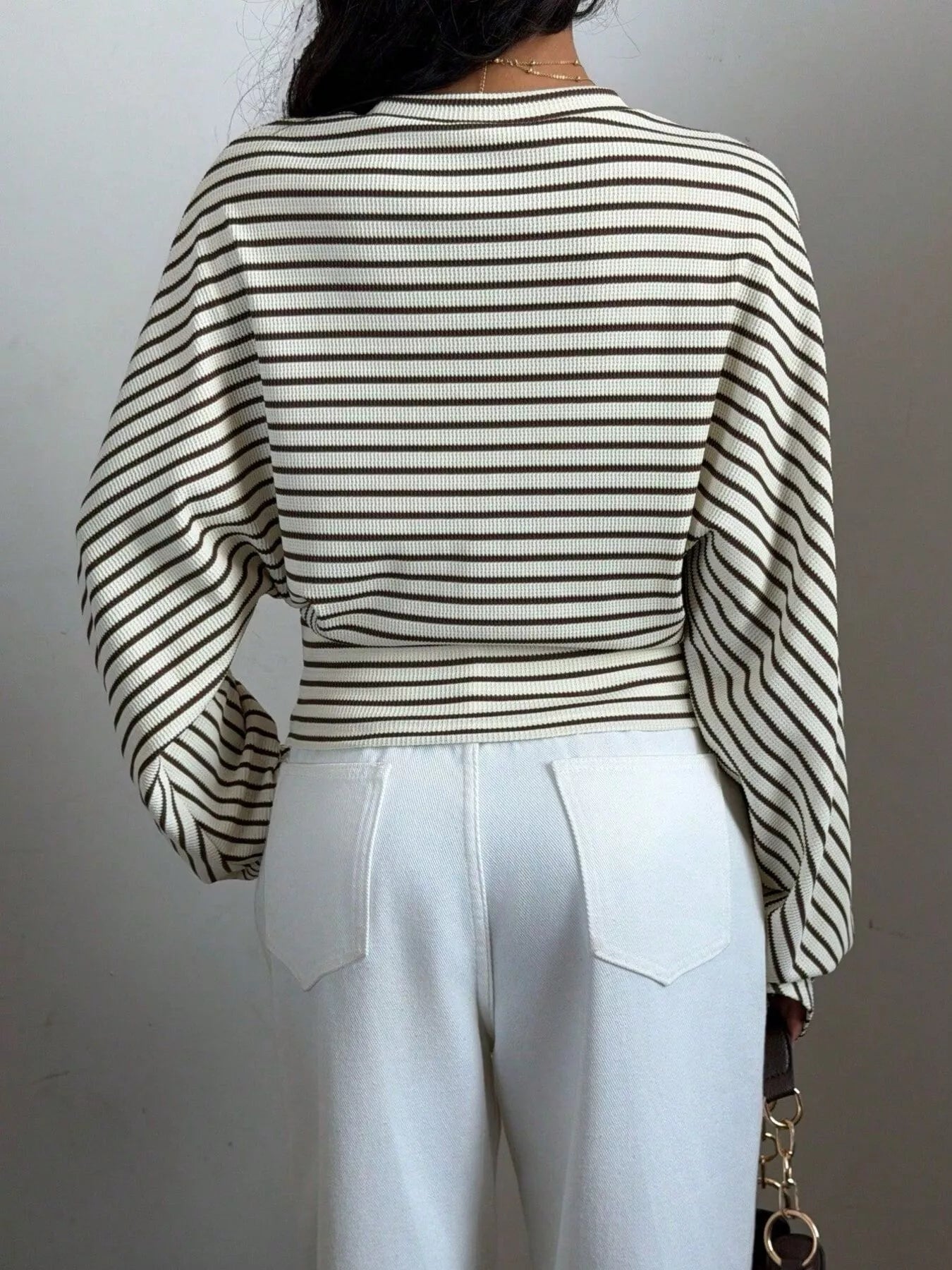 Casual Striped Batwing Sleeve T-Shirt