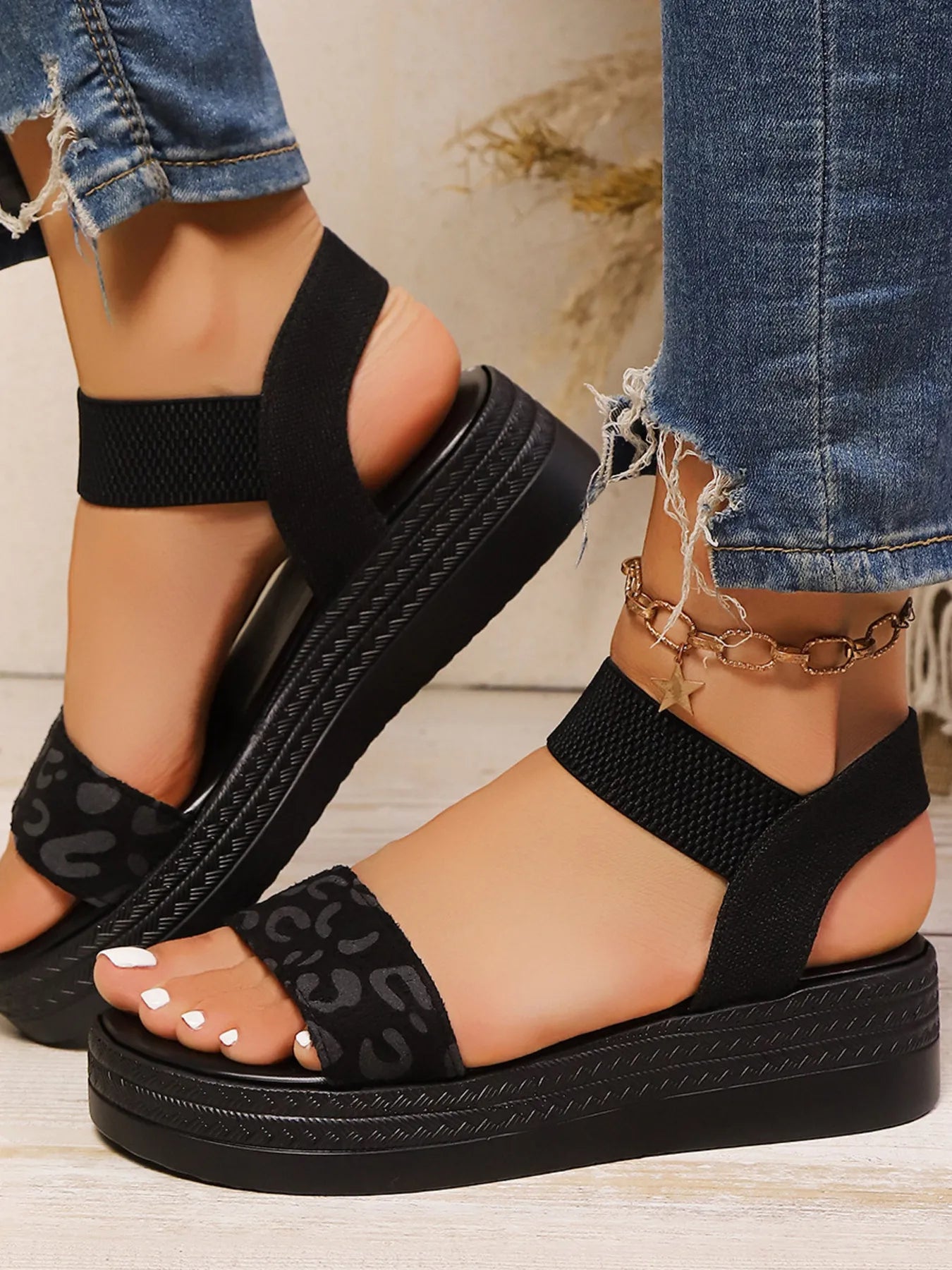Leopard Print Platform Sandals