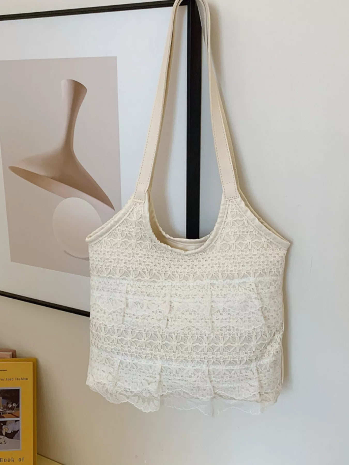 Lace Bowknot Woven Handbag