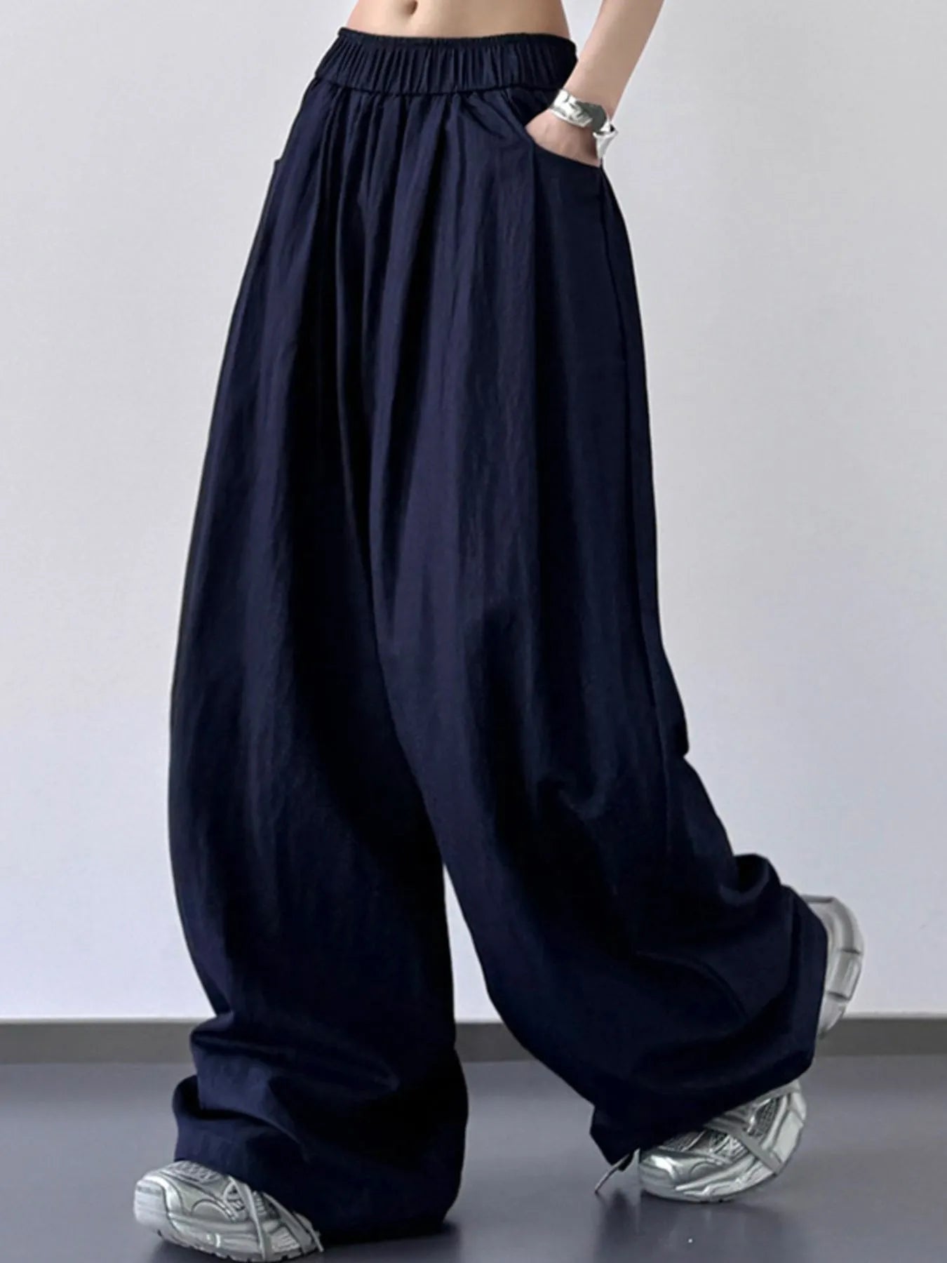 Wide Leg Pants with Elastic Waistband