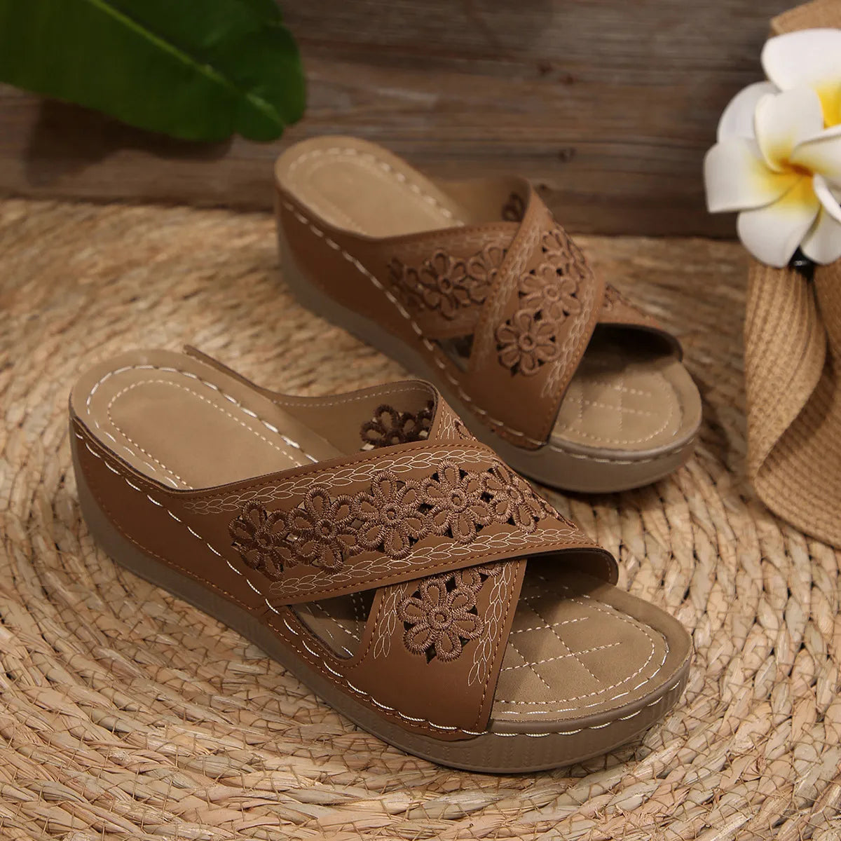 Peep Toe Wedge Sandals