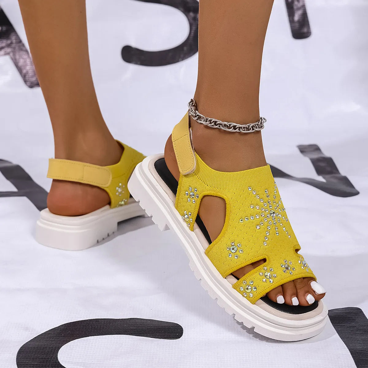 Rhinestone Open Toe Sandals