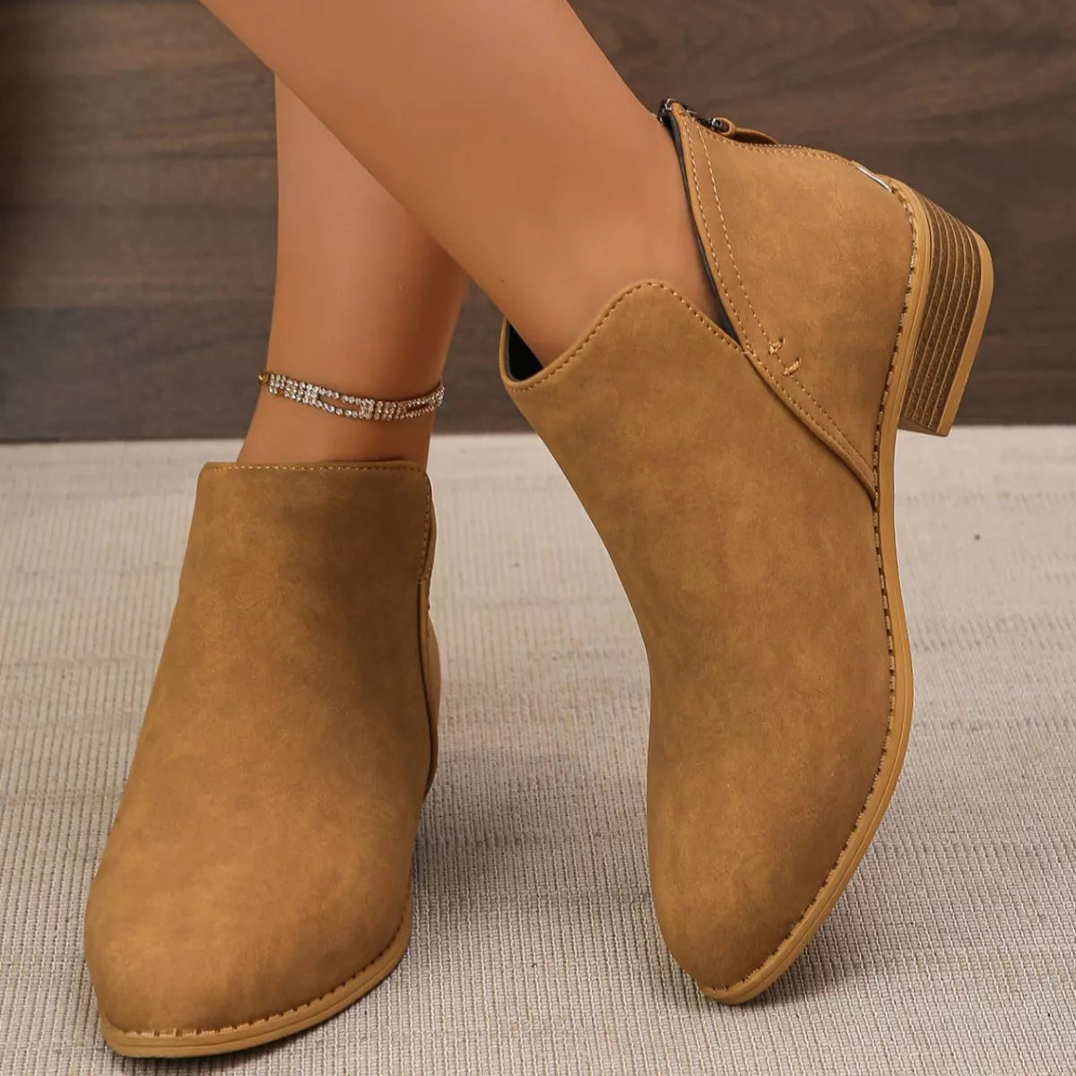 Point Toe Block Heels Boots