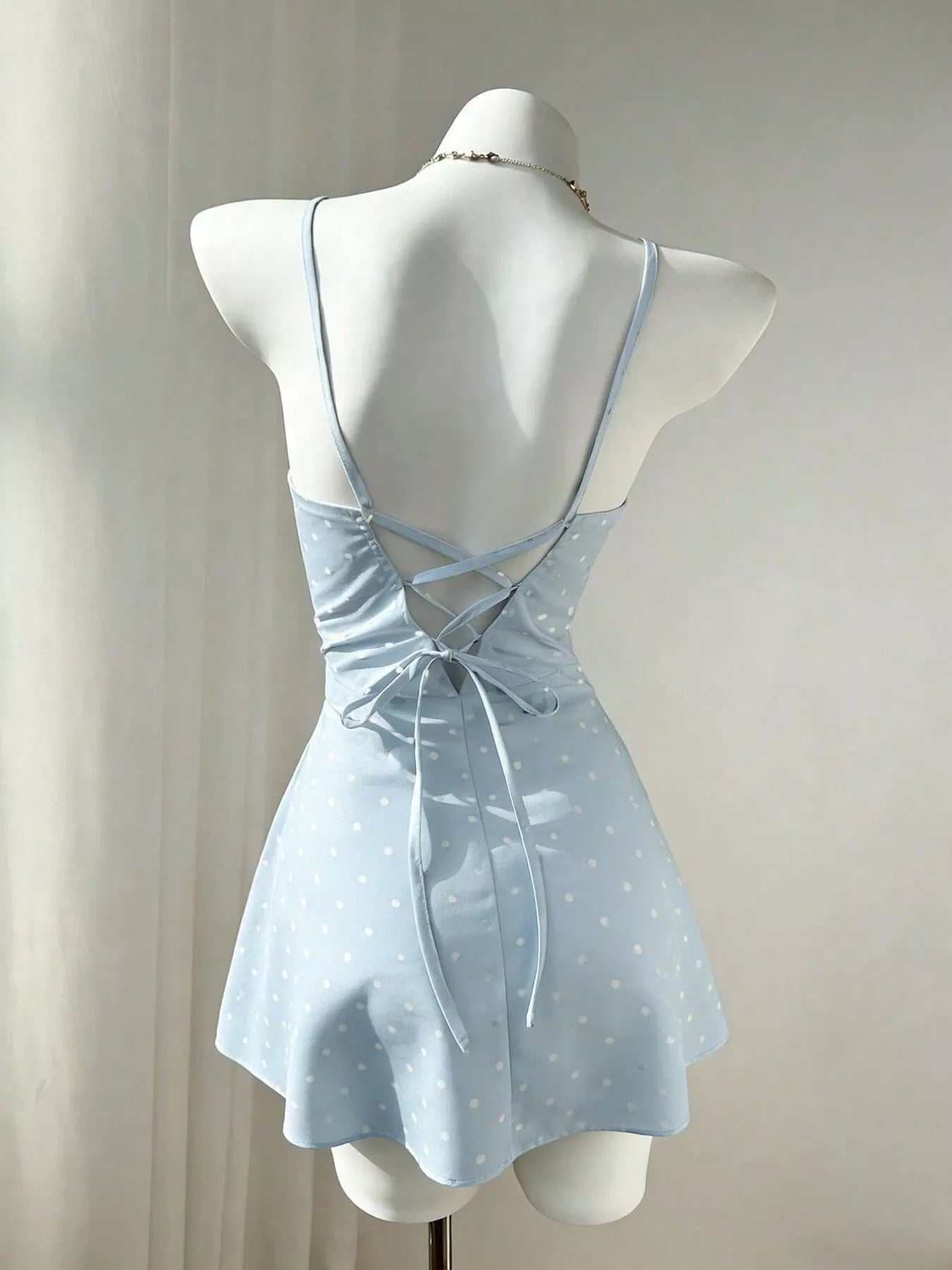 Polka Dot Spaghetti Strap Mini Dress