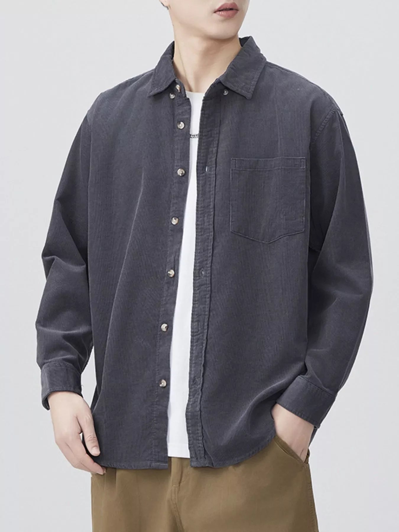 Men's Plus Size Button Up Long Sleeve Shirt