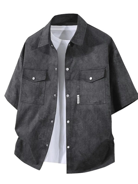 Men's Plus Size Button Up Short Sleeve Shirt