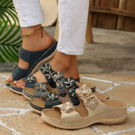 Floral Embellished Open Toe Sandals