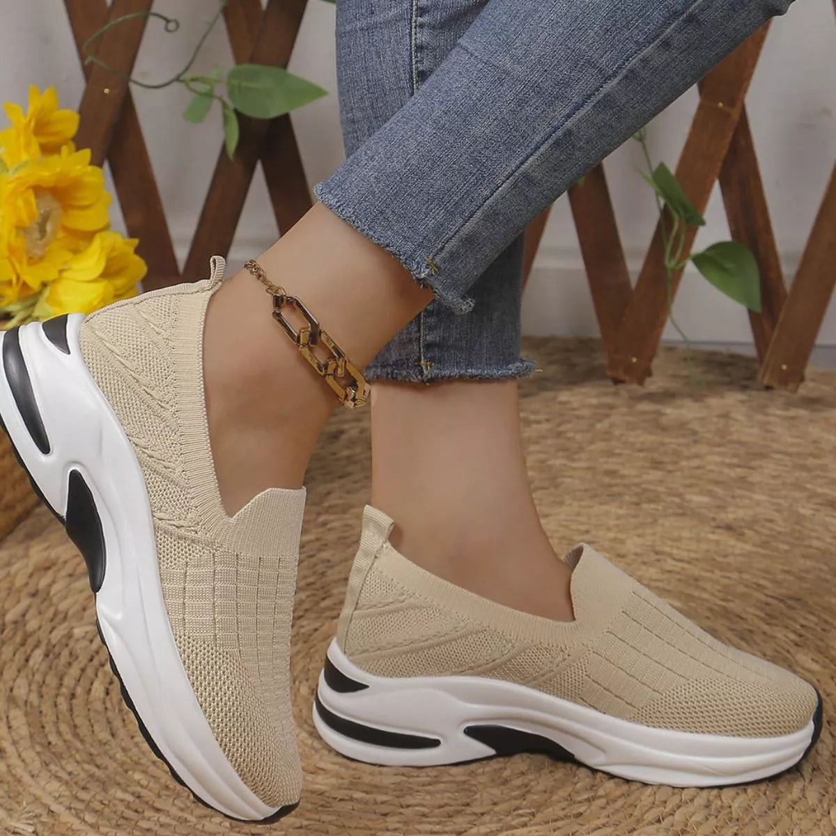 Round Toe Mesh Slip-Ons