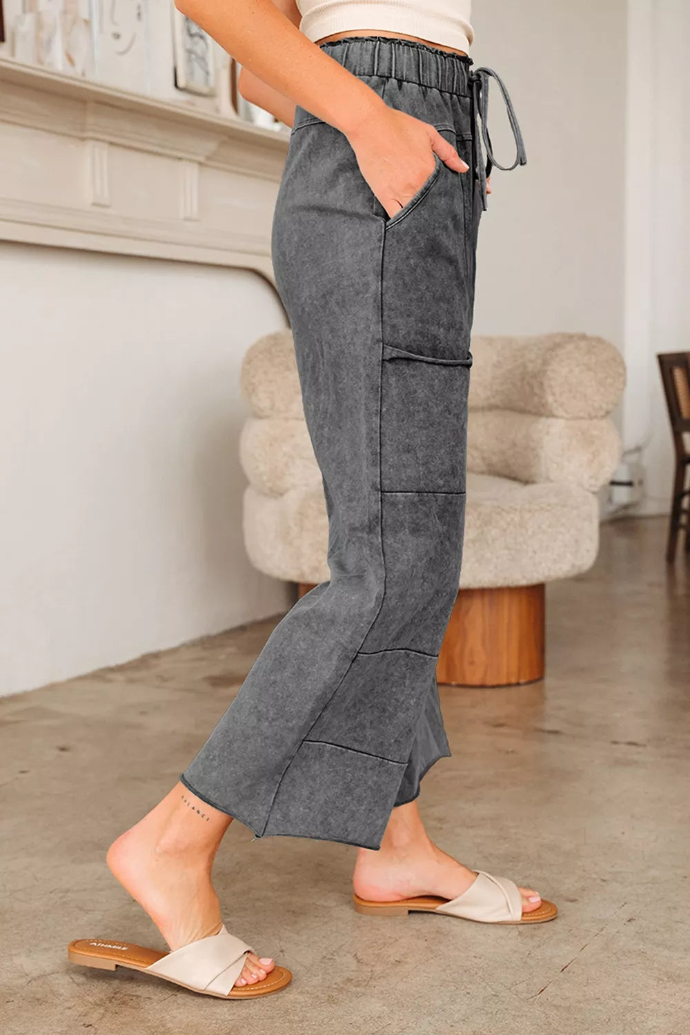 High-Waisted Wide-Leg Cropped Pants