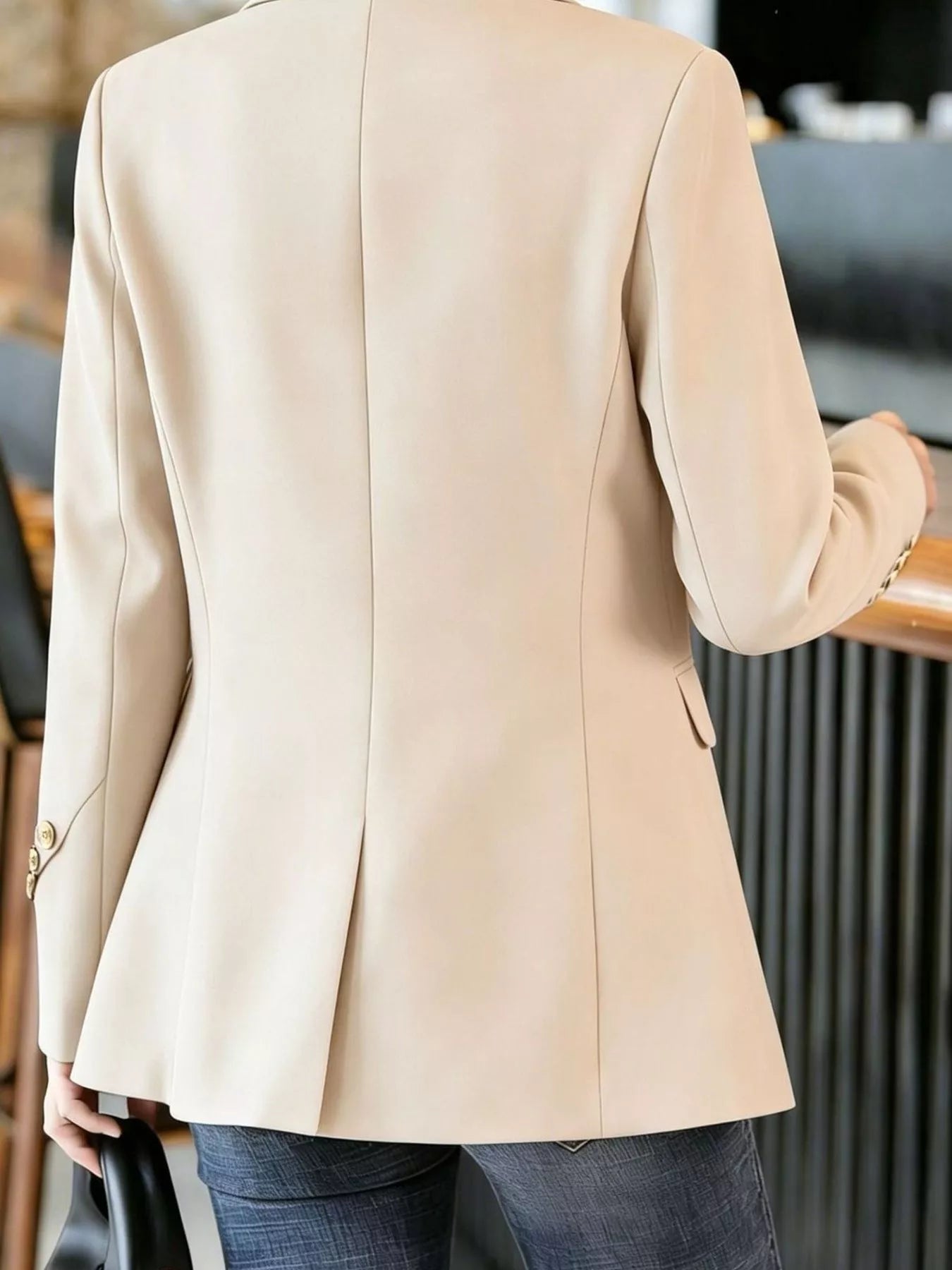 Full Size One Button Lapel Collar Blazer Plus Size
