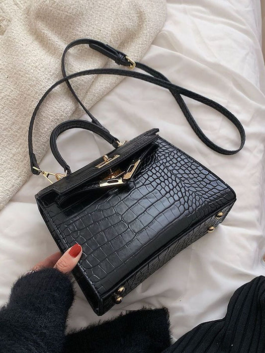 Crocodile Pattern Flap Crossbody Bag