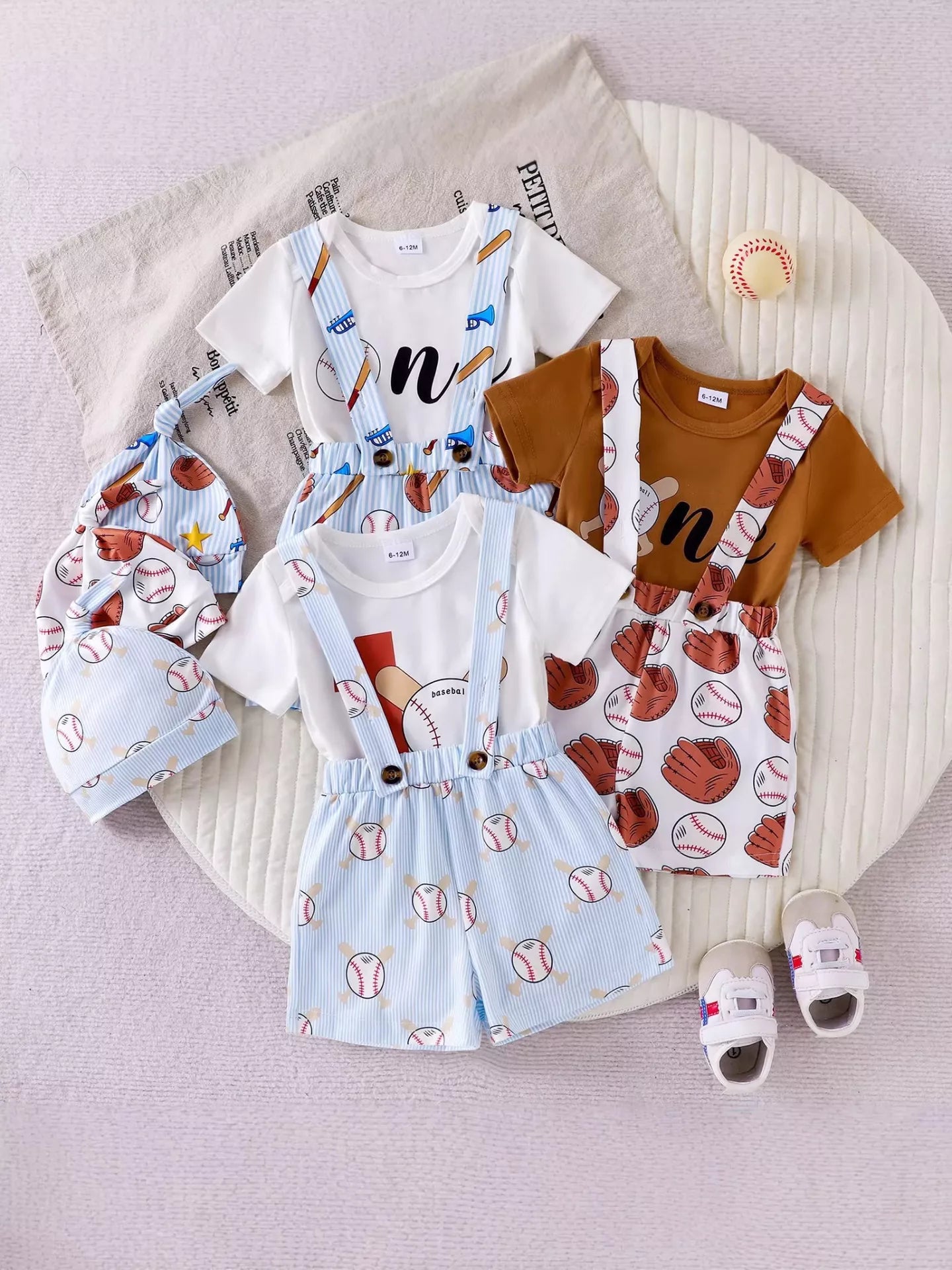 Children's Baseball Themed Bodysuit and Suspender Set