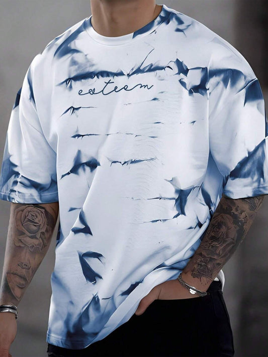Men's Full Size Tie-Dye Round Neck T-Shirt Plus Size