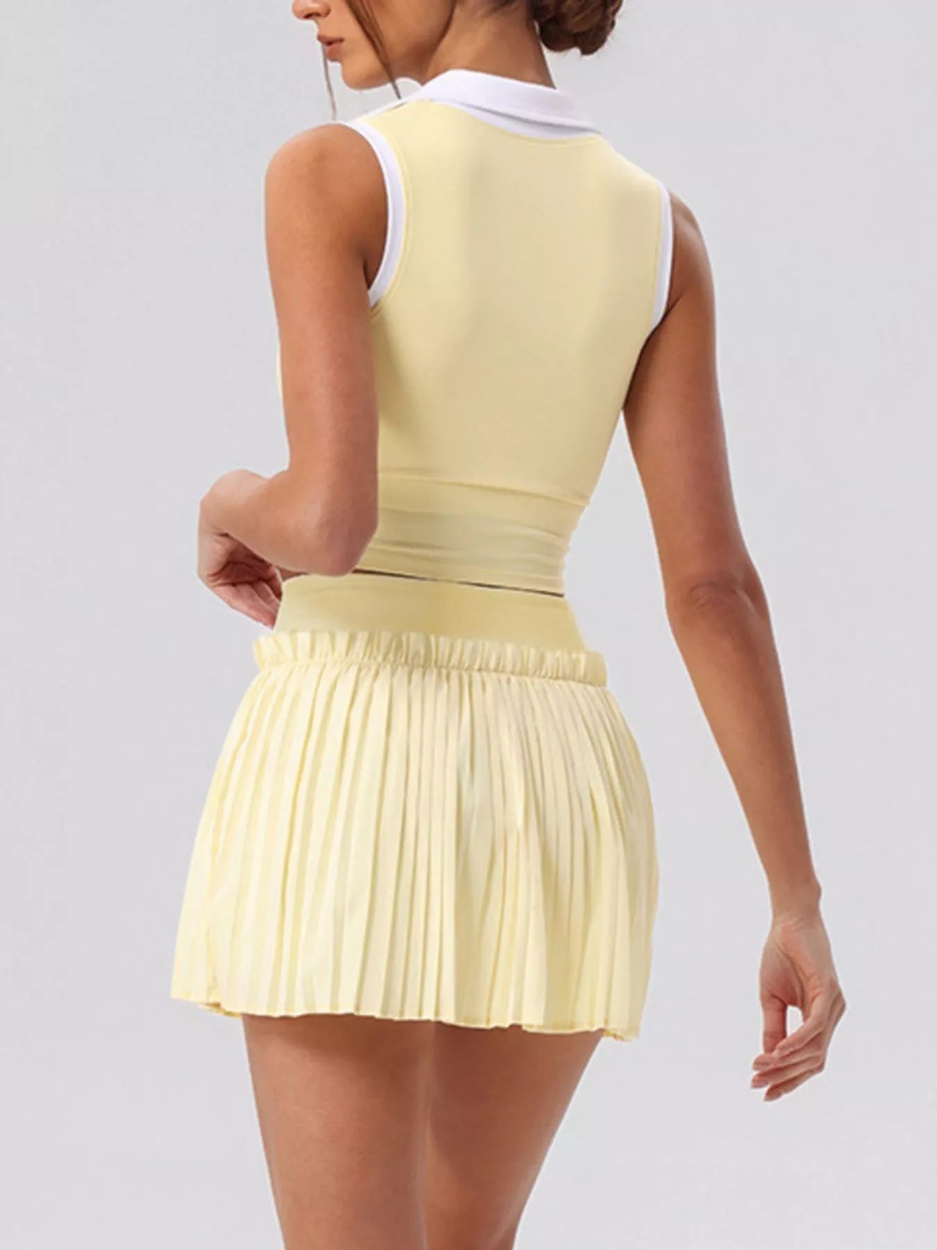Sleeveless Top and Pleated Skirt Active Set