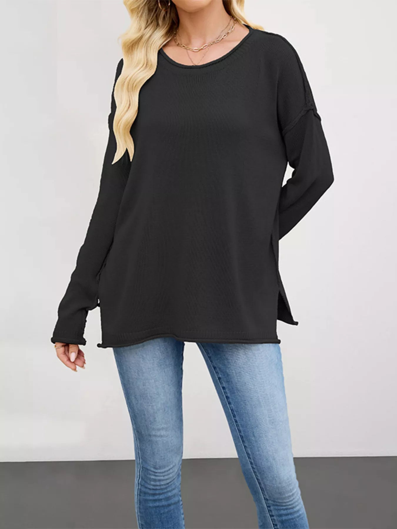 Casual Loose-Fit Crew Neck Sweater