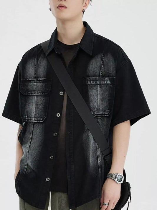 Men's Full Size Button Up Half Sleeve Shirt Plus Size