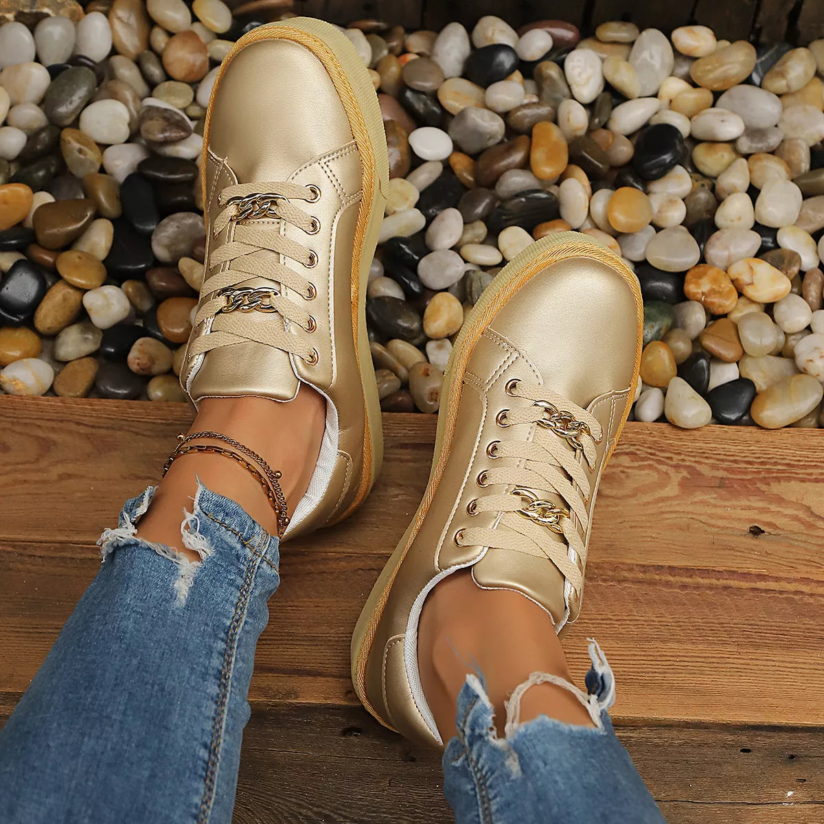 Round Toe Platform Sneakers