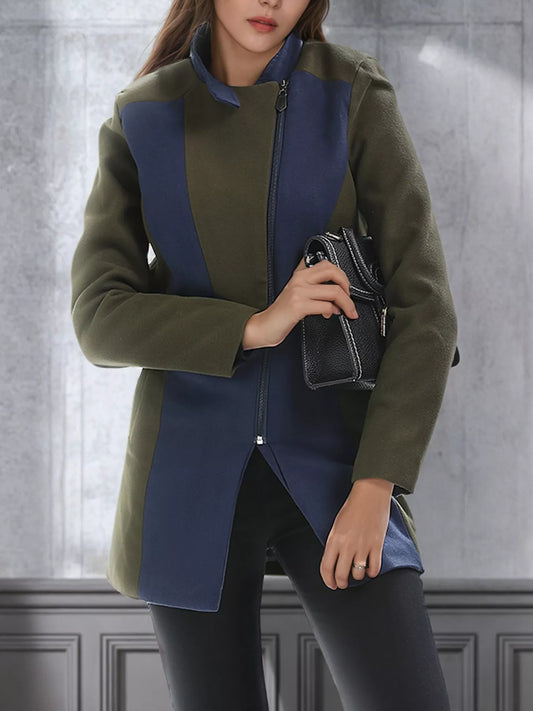 Color Block Zip Up Outerwear